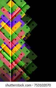 Colorful triangles and arrows on dark background. Vector illustration