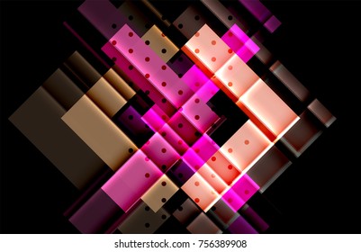 Triángulos coloridos y flechas sobre fondo oscuro. Ilustración del vector
