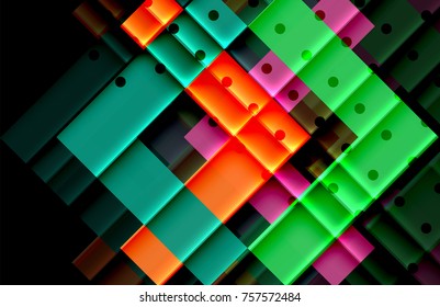 Triángulos coloridos y flechas sobre fondo oscuro. Ilustración del vector