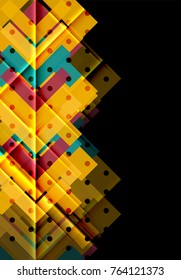 Triángulos coloridos y flechas sobre fondo oscuro. Ilustración del vector
