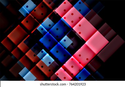 Colorful triangles and arrows on dark background. Vector illustration