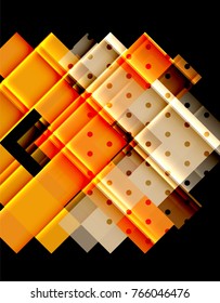 Colorful triangles and arrows on dark background. Vector illustration
