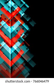 Triángulos coloridos y flechas sobre fondo oscuro. Ilustración del vector