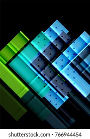 Triángulos coloridos y flechas sobre fondo oscuro. Ilustración del vector