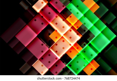 Colorful triangles and arrows on dark background. Vector illustration