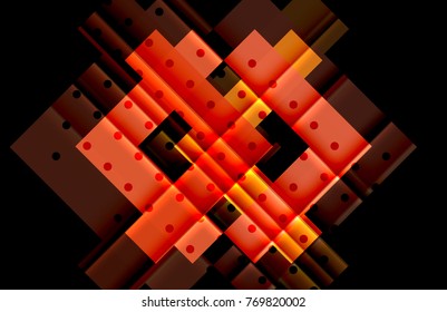Colorful triangles and arrows on dark background. Vector illustration