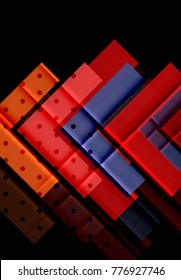 Colorful triangles and arrows on dark background. Vector illustration