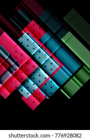 Colorful triangles and arrows on dark background. Vector illustration