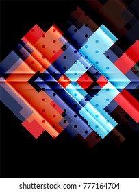 Triángulos coloridos y flechas sobre fondo oscuro. Ilustración del vector