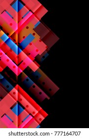 Colorful triangles and arrows on dark background. Vector illustration