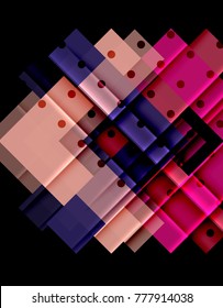 Colorful triangles and arrows on dark background. Vector illustration