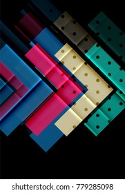 Triángulos coloridos y flechas sobre fondo oscuro. Ilustración del vector