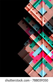 Colorful triangles and arrows on dark background. Vector illustration