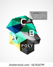 Colorful triangles with A B C options. Vector
