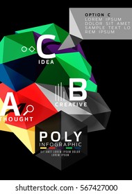 Colorful triangles with A B C options. Vector