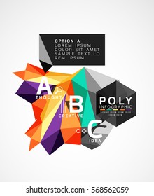 Colorful triangles with A B C options. Vector