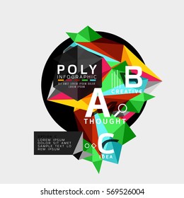 Colorful triangles with A B C options. Vector