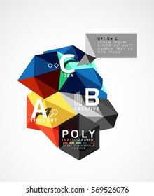 Colorful triangles with A B C options. Vector