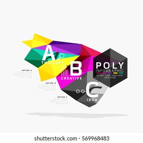 Colorful triangles with A B C options. Vector