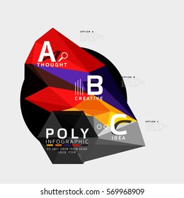Farbige Dreiecke mit A-C-Optionen. Vektorgrafik