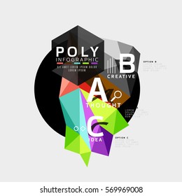 Colorful triangles with A B C options. Vector