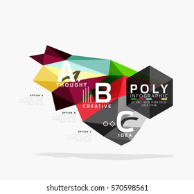 Colorful triangles with A B C options. Vector