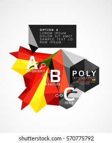 Colorful triangles with A B C options. Vector