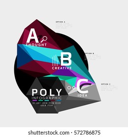 Colorful triangles with A B C options. Vector