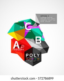 Colorful triangles with A B C options. Vector