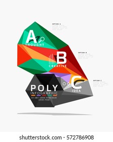 Colorful triangles with A B C options. Vector