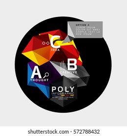 Colorful triangles with A B C options. Vector