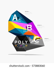 Farbige Dreiecke mit A-C-Optionen. Vektorgrafik
