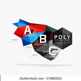 Colorful triangles with A B C options. Vector