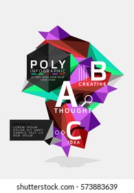 Colorful triangles with A B C options. Vector