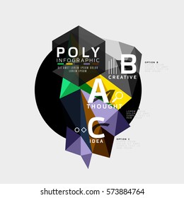 Colorful triangles with A B C options. Vector