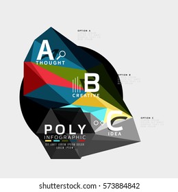 Triángulos coloridos con opciones A B C. Vector