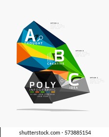 Colorful triangles with A B C options. Vector