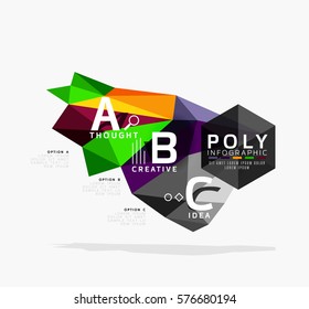 Triángulos coloridos con opciones A B C. Vector