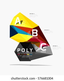 Colorful triangles with A B C options. Vector