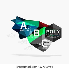 Colorful triangles with A B C options. Vector
