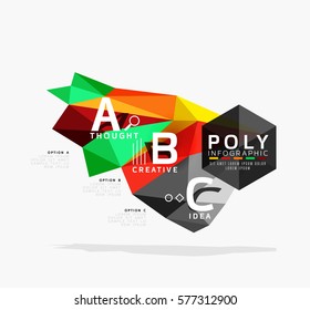Colorful triangles with A B C options. Vector