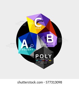 Colorful triangles with A B C options. Vector