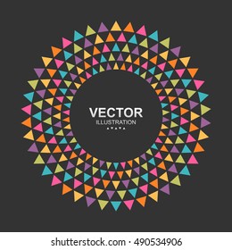 Colorful triangles circle frame border with place for your content. Easy to change colors. Vector illustration for banner, poster, flyer, card, postcard, cover, brochure.