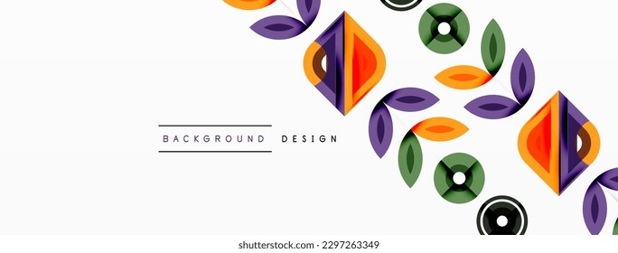 Colorful triangles and circles abstract background. Design for wallpaper, banner, background, landing page, wall art, invitation, prints, posters