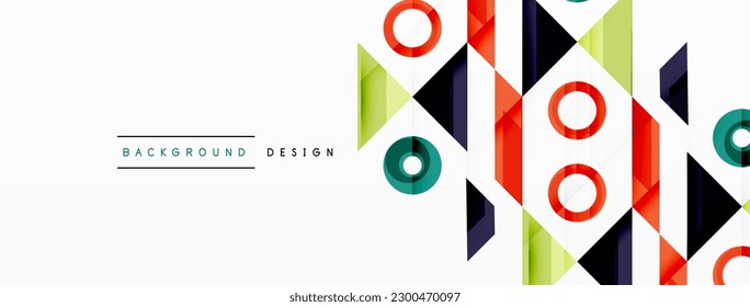 Farbige Dreiecke und Kreise abstrakter Hintergrund. Design für Tapeten, Banner, Hintergrund, Landing Page, Tapete, Einladung, Drucke, Poster