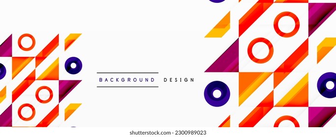 Colorful triangles and circles abstract background. Design for wallpaper, banner, background, landing page, wall art, invitation, prints, posters