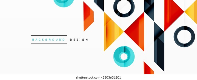 Coloridos triángulos y círculos de fondo abstracto. Diseño de fondo de pantalla, banner, fondo, página de inicio, arte mural, invitación, impresiones, carteles