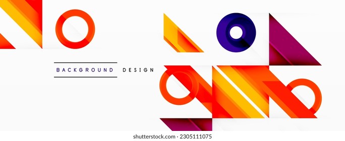 Colorful triangles and circles abstract background. Design for wallpaper, banner, background, landing page, wall art, invitation, prints, posters