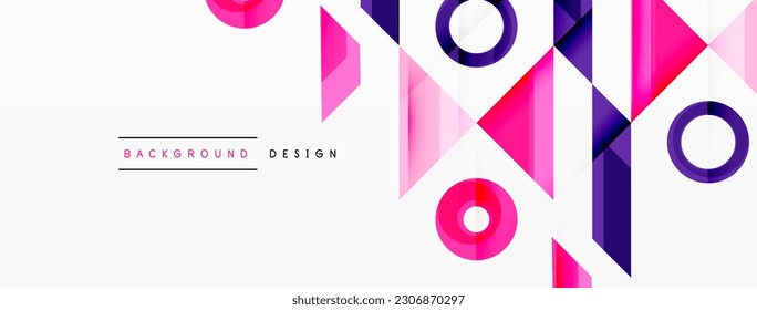 Colorful triangles and circles abstract background. Design for wallpaper, banner, background, landing page, wall art, invitation, prints, posters