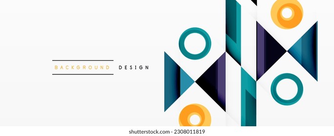 Colorful triangles and circles abstract background. Design for wallpaper, banner, background, landing page, wall art, invitation, prints, posters